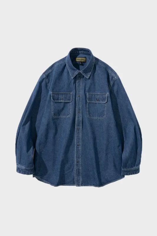 9.5oz Washed Denim Pocket Shirts - Indigo Washed made by Uniform Bridge