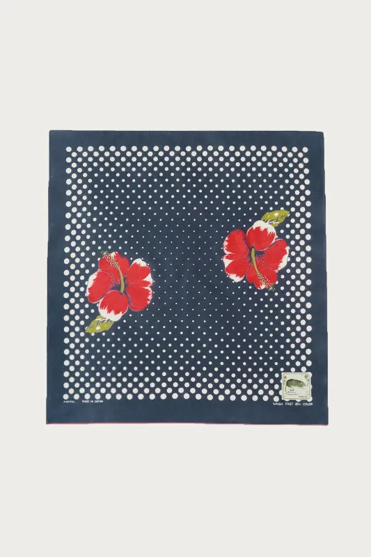 Fastcolor Selvedge Bandana (Coco Hibiscus) - Navy made by Kapital