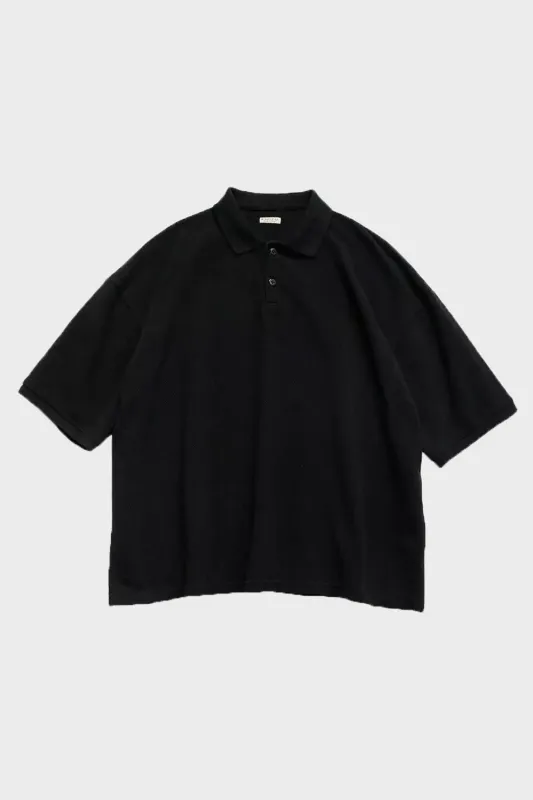 Pique BOX Polo Shirt - Black made by Kapital