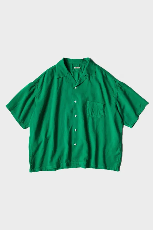 Soft Linen Open Collar BIG Shirt - Green made by Kapital
