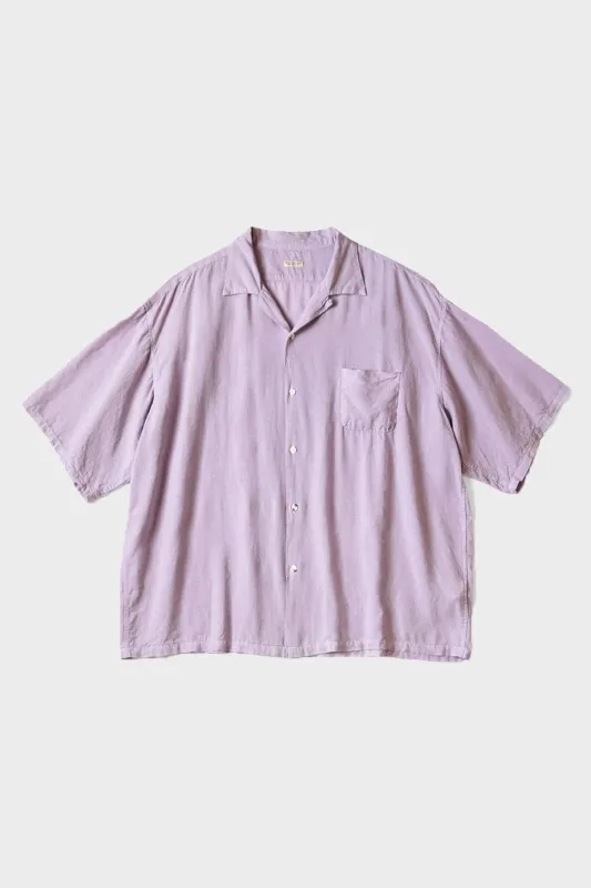 Soft Linen Open Collar BIG Shirt - Lavender made by Kapital