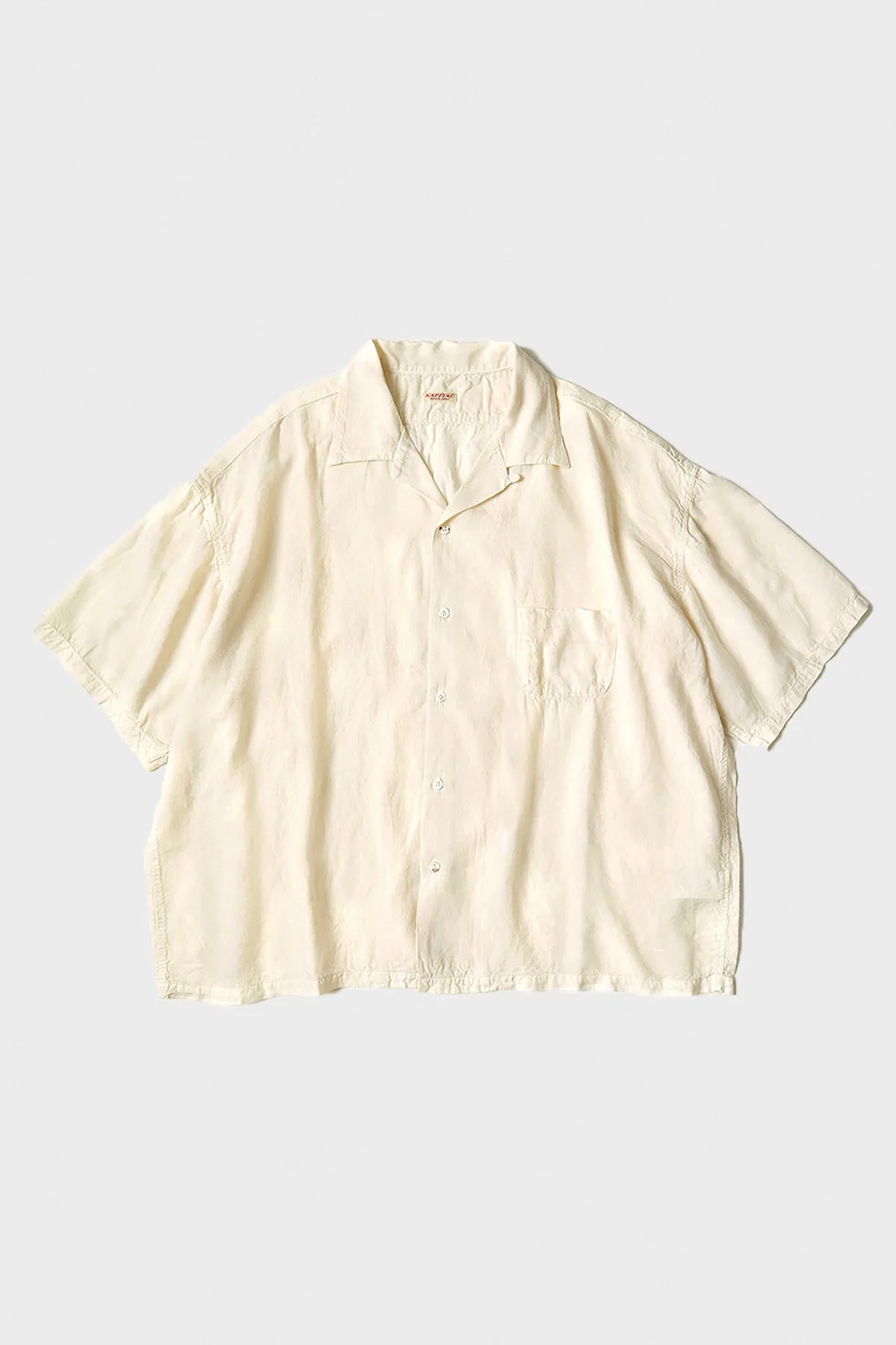 Soft Linen Open Collar BIG Shirt - Natural sold by Canoe Club