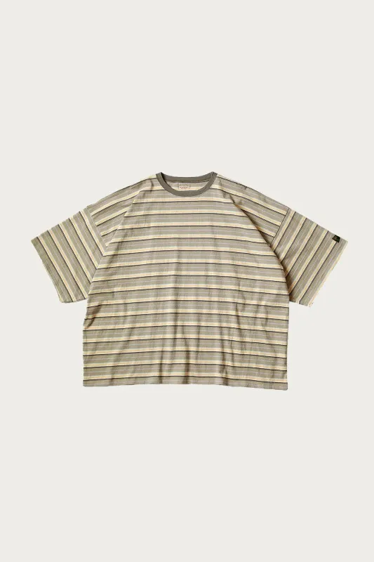 Multi Stripe Jersey HUGE-T - Beige/Ecru made by Kapital