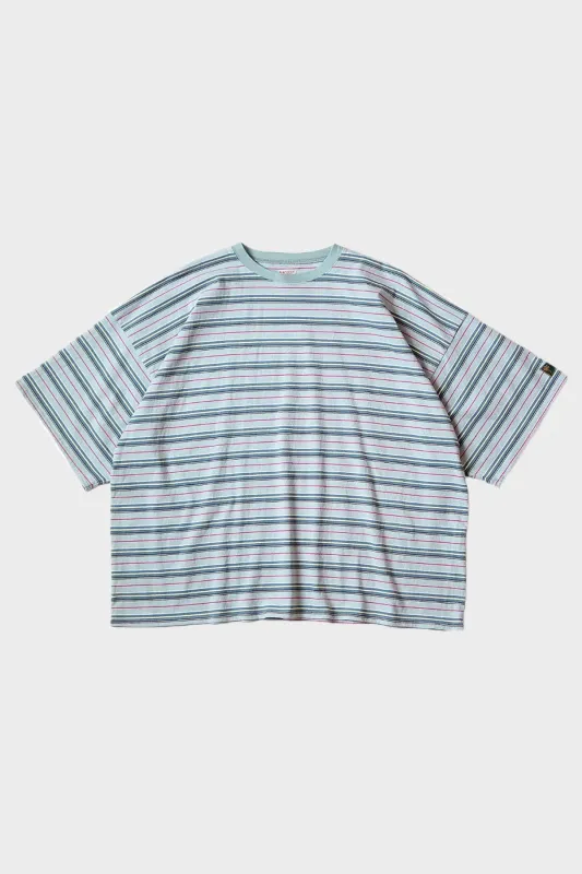 Multi Stripe Jersey HUGE-T - Light Blue/Blue made by Kapital