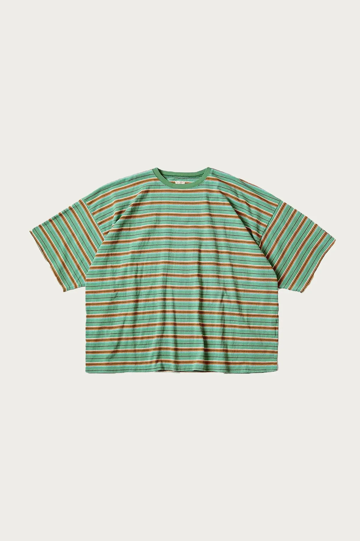 Multi Stripe Jersey HUGE-T - Green/Camel sold by Canoe Club