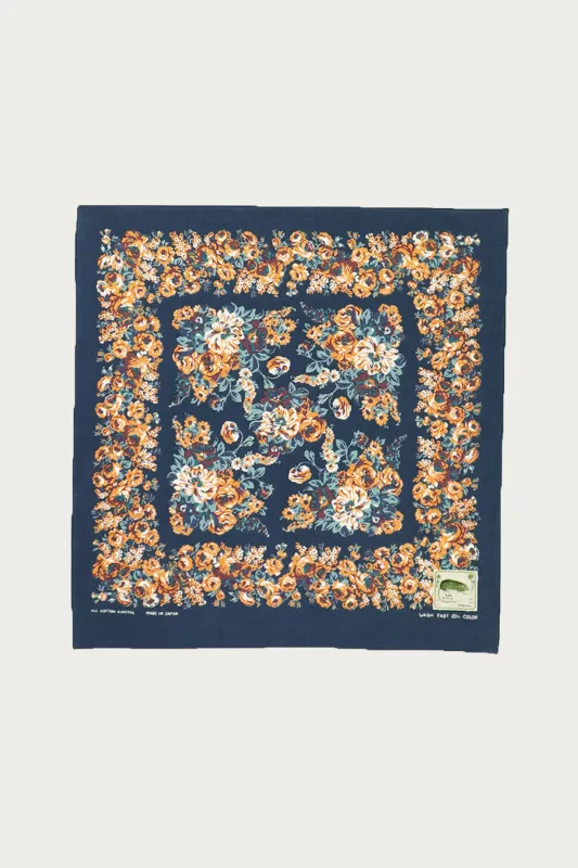Fastcolor Selvedge Bandanna (NADESHIKO-Champetre) - Navy/Orange #2 made by Kapital