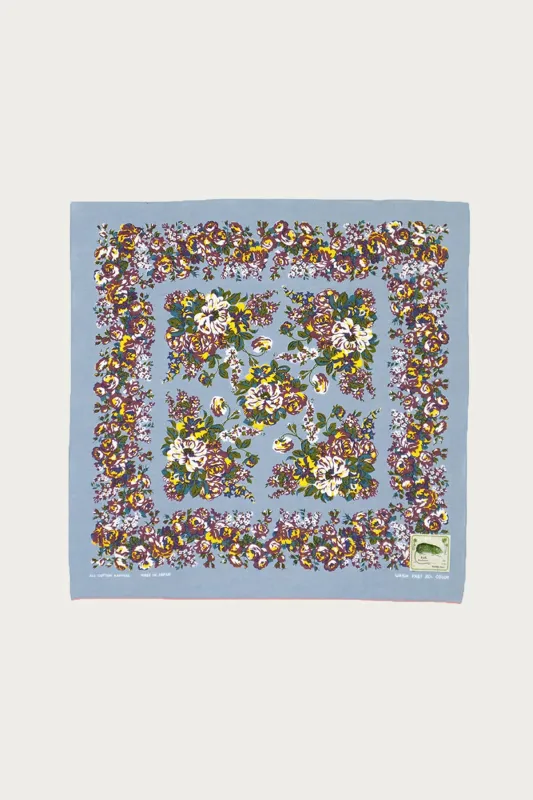 Fastcolor Selvedge Bandanna (NADESHIKO-Champetre) - Sax/Burgundy #2 made by Kapital