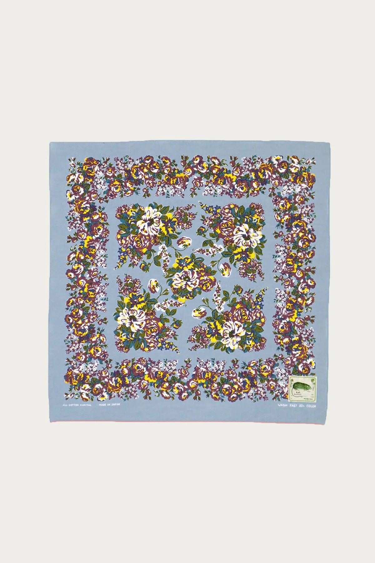 Fastcolor Selvedge Bandanna (NADESHIKO-Champetre) - Sax/Burgundy #2 sold by Canoe Club