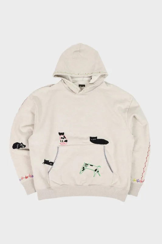 TOP SWT Knit Hoodie (BLACK CAT) - Natural made by Kapital