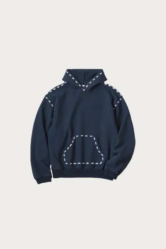 SWT Knit MARIONETTE Hoodie - Navy made by Kapital