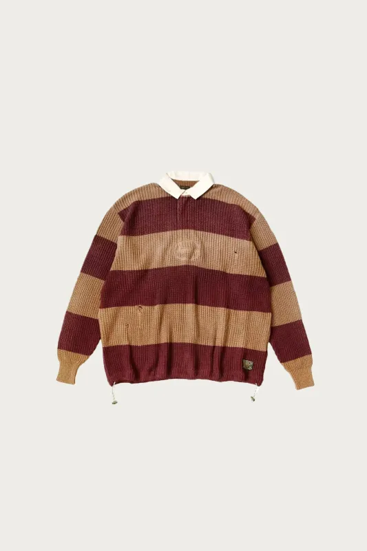 5G Cotton Knit RUGGER Shirt - Brown/Ecru sold by Canoe Club