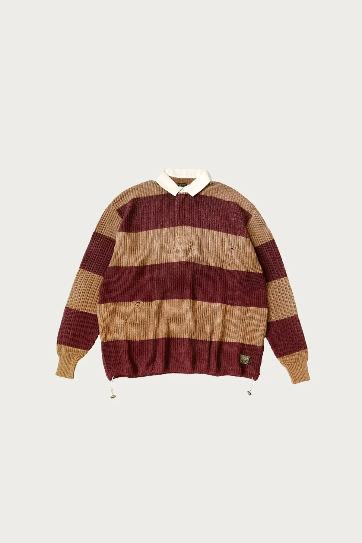 5G Cotton Knit RUGGER Shirt - Brown/Ecru sold by Canoe Club