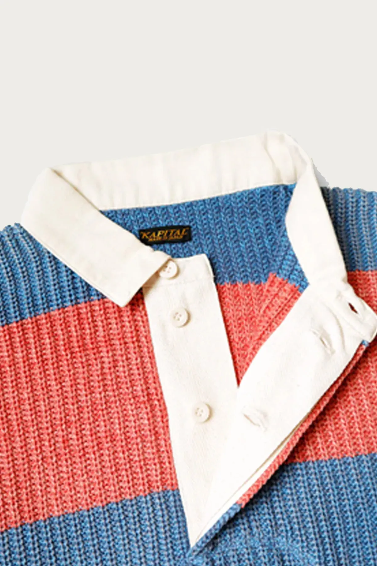 5G Cotton Knit RUGGER Shirt - Sax/Red sold by Canoe Club product image thumbnail 2