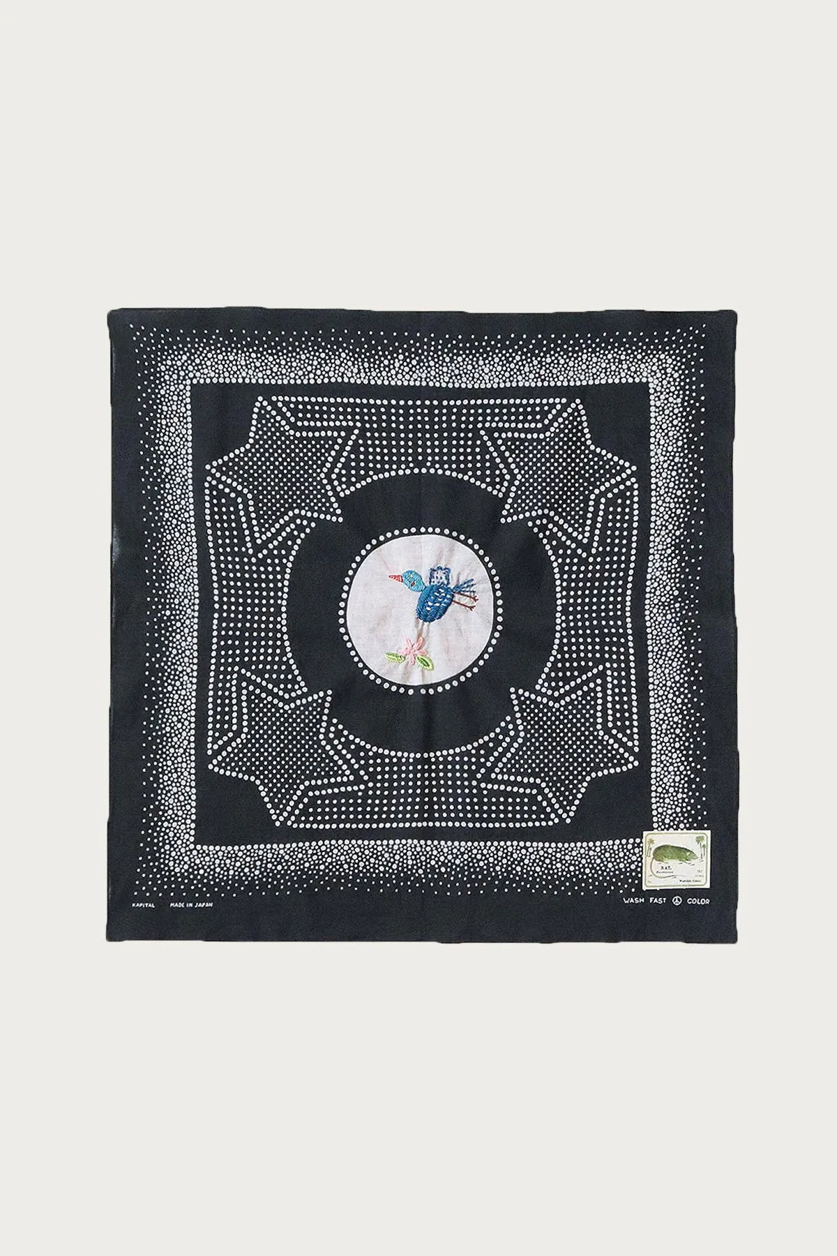 Fastcolor Selvedge Bandanna (MAGPIE Embroidery) - Black sold by Canoe Club