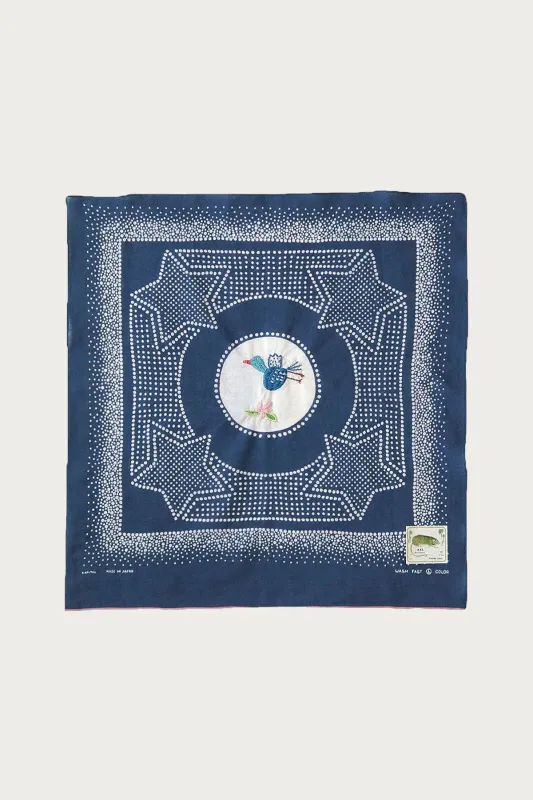 Fastcolor Selvedge Bandanna (MAGPIE Embroidery) - Navy made by Kapital