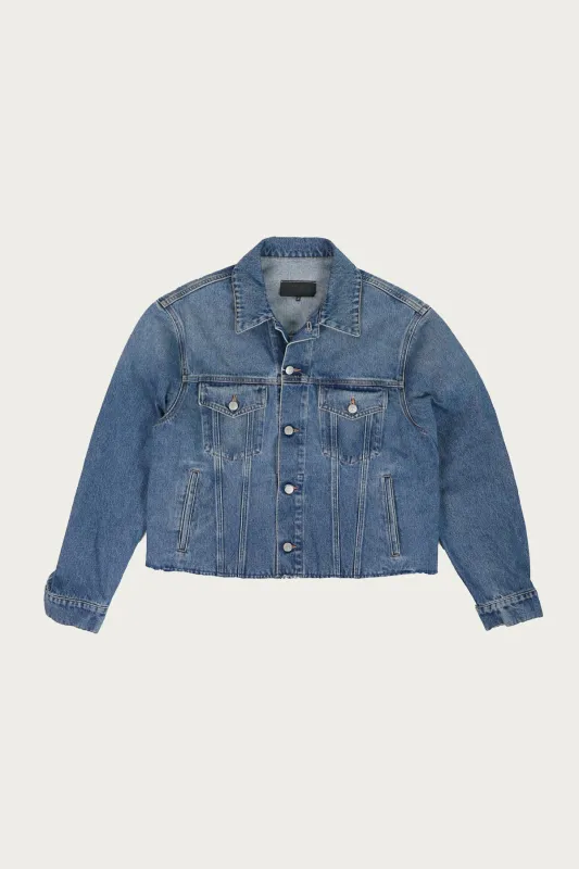 Raw Hem Denim Jacket - Washed Indigo made by Maison Margiela