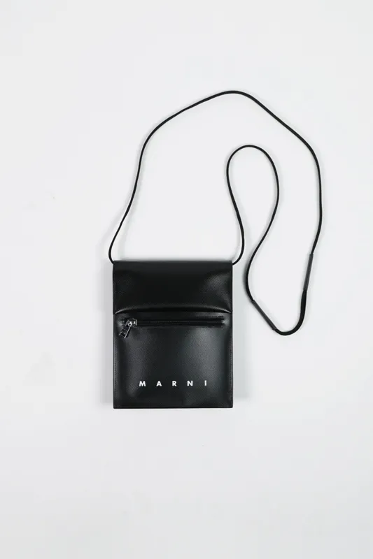 Logo Pouch on Strap - Black/White made by Marni