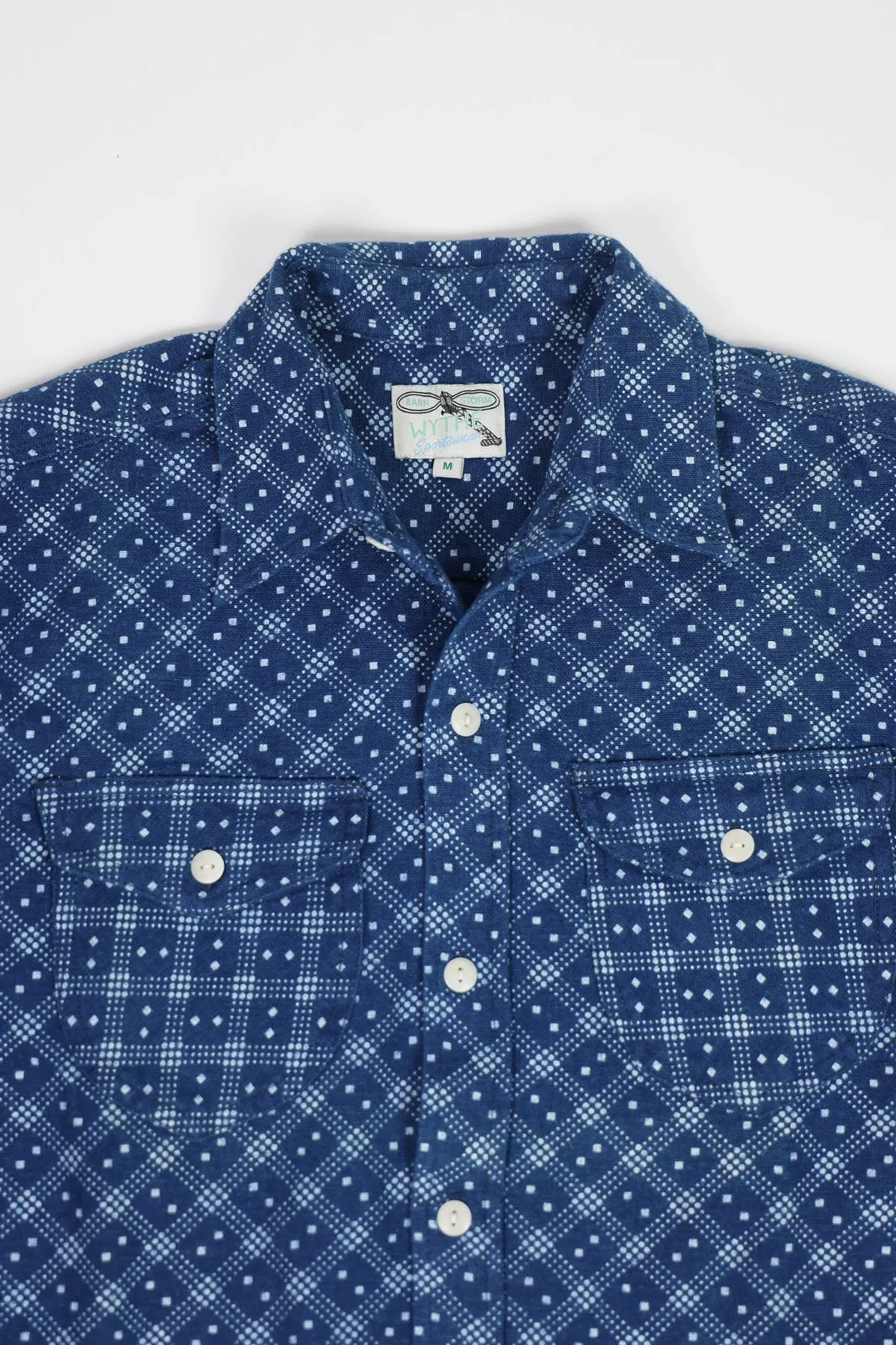 Indigo Discharge Diamond Flannel Workshirt - Indigo sold by Canoe Club product image thumbnail 2