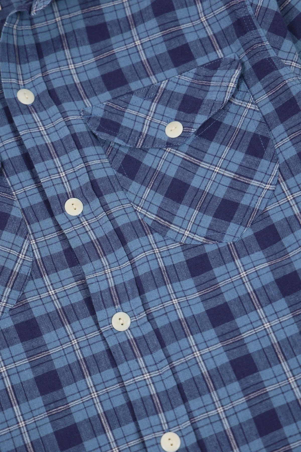 Cotton/Linen Hometeam Plaid Workshirt - Indigo sold by Canoe Club product image thumbnail 3