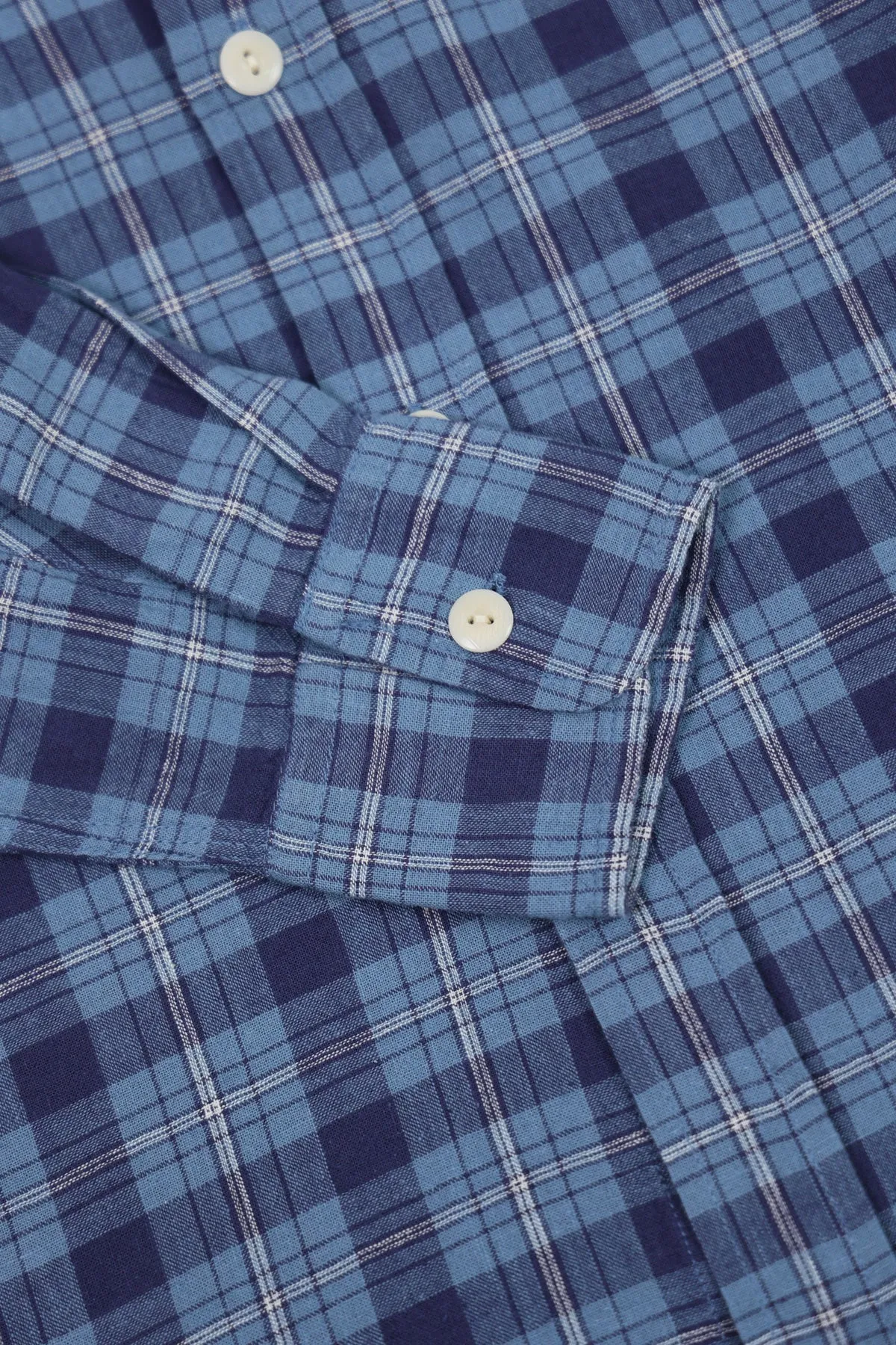 Cotton/Linen Hometeam Plaid Workshirt - Indigo sold by Canoe Club product image thumbnail 4