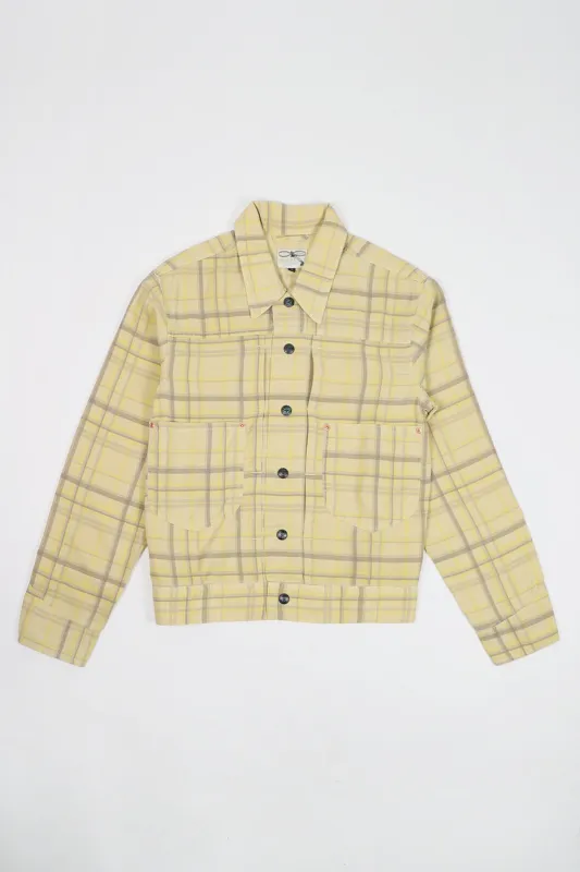 Printed Corral Plaid Tencel Ranch Jacket - Nutmeg made by Wythe NY