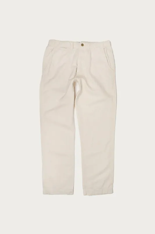 Flat Front Slub Cotton/Linen Twill Chinos - Unbleached made by Wythe NY