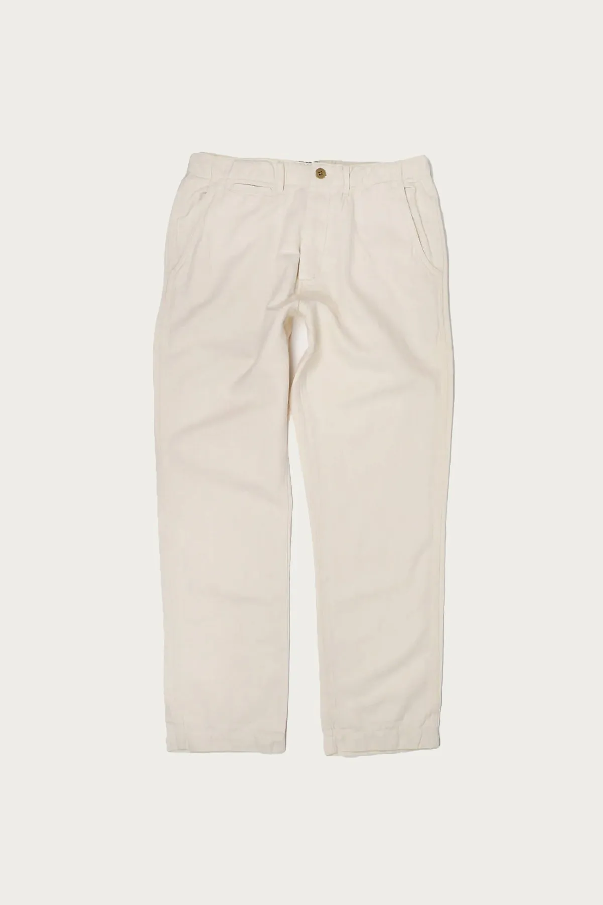 Flat Front Slub Cotton/Linen Twill Chinos - Unbleached sold by Canoe Club