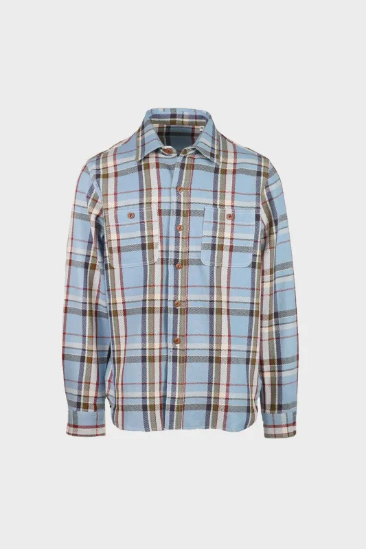 Check Patch Pocket Work Shirt - Sky made by Fortela