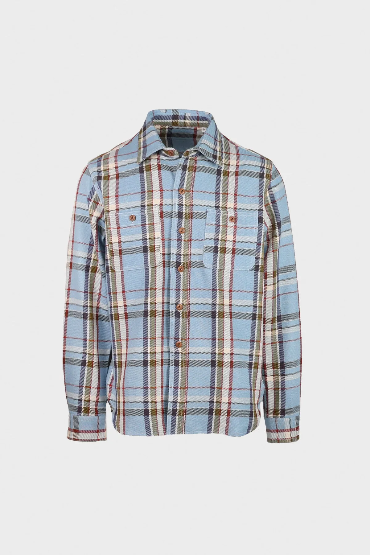 Check Patch Pocket Work Shirt - Sky sold by Canoe Club