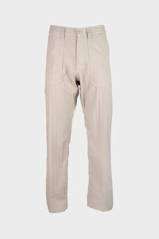 Garment Dye Wide Herringbone Fatigue Pants - Gray/Beige made by Canoe Club