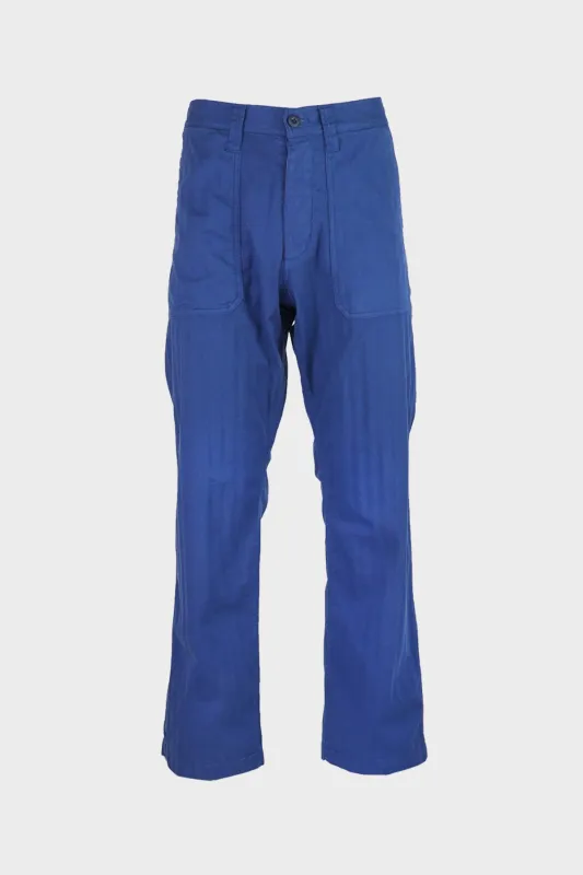 Garment Dye Wide Herringbone Fatigue Pants - Royal Blue made by Canoe Club