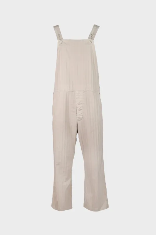 Garment Dye Wide Herringbone Old Style Bib Overalls - Gray/Beige made by Canoe Club