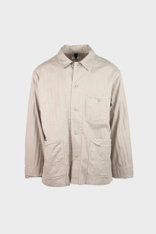 Garment Dye Wide Herringbone Coverall Jacket - Gray/Beige made by Canoe Club