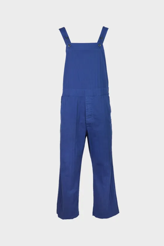 Garment Dye Wide Herringbone Old Style Bib Overalls - Royal Blue made by Canoe Club