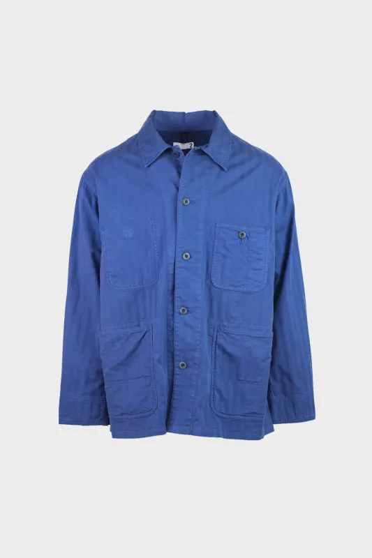 Garment Dye Wide Herringbone Coverall Jacket - Royal Blue made by Canoe Club