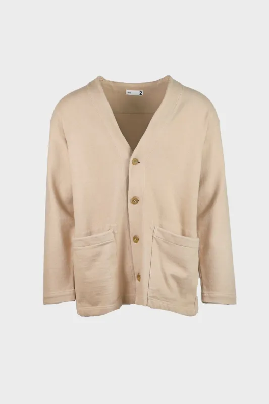 Heavy Jersey 4 Button Cardigan - Beige made by Canoe Club