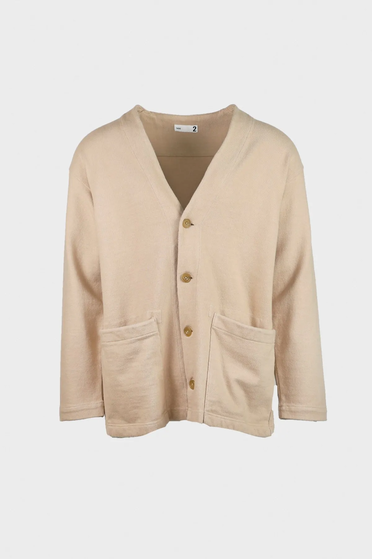 Heavy Jersey 4 Button Cardigan - Beige sold by Canoe Club
