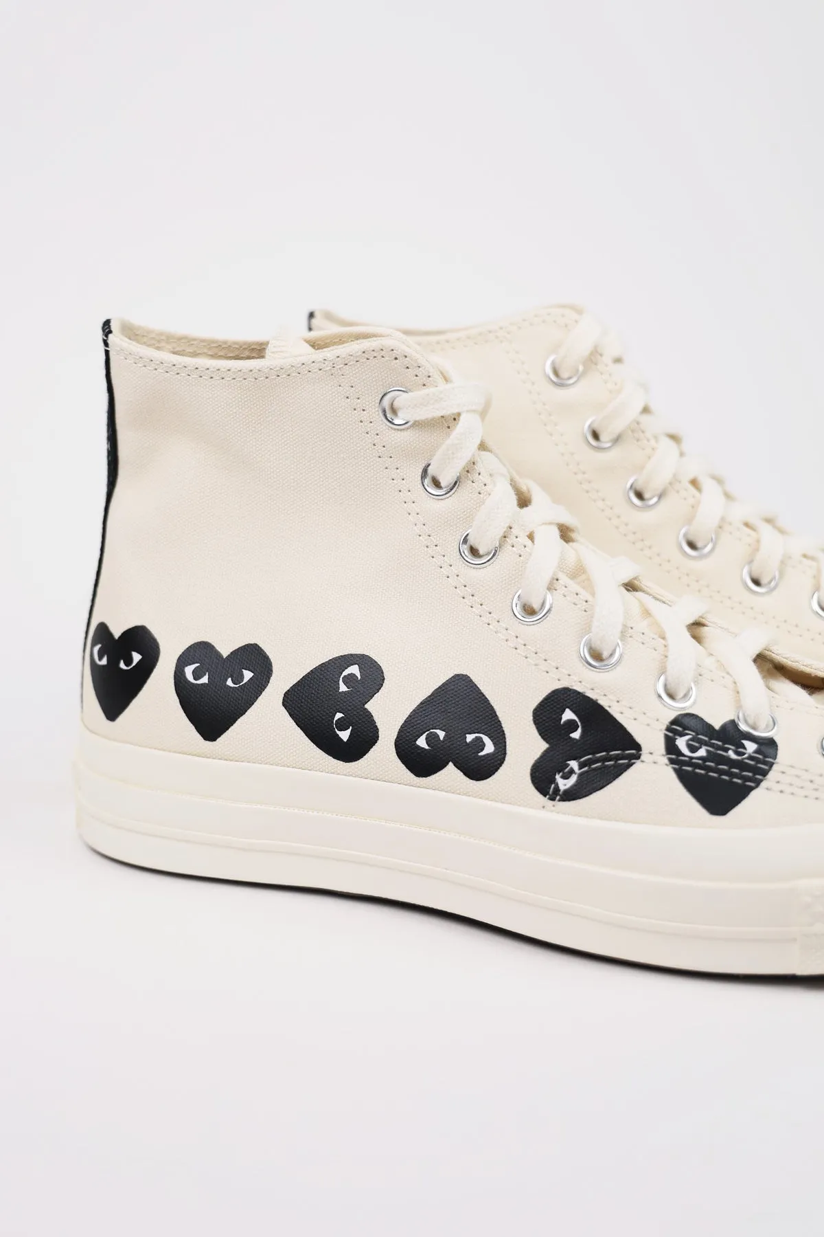 CdG PLAY x Converse Chuck Taylor Hi - White/Black Hearts sold by Canoe Club product image thumbnail 4
