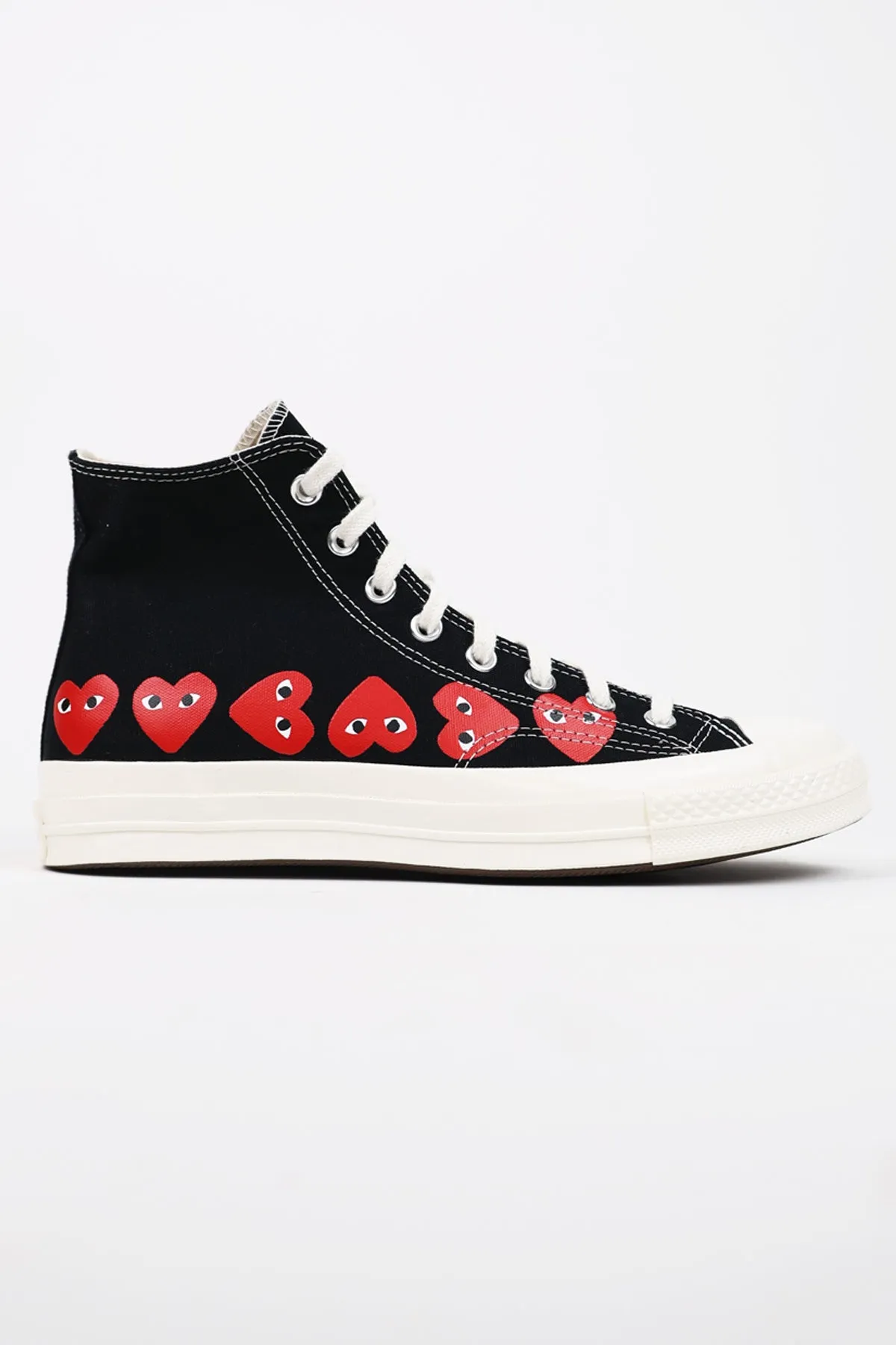 CdG PLAY x Converse Chuck Taylor Hi - Black/Red Hearts sold by Canoe Club