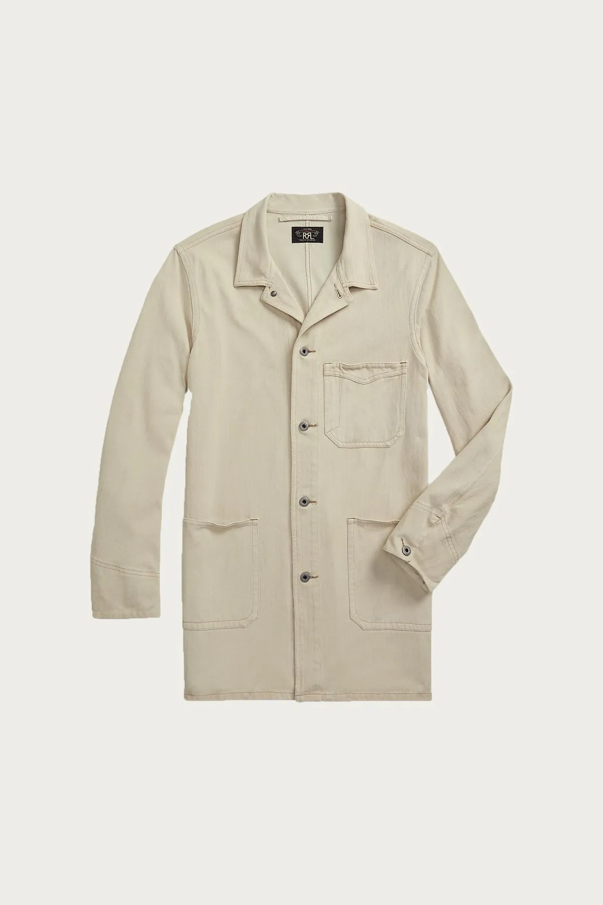 Garment-Dyed Knit Herringbone Shop Coat - Stone sold by Canoe Club