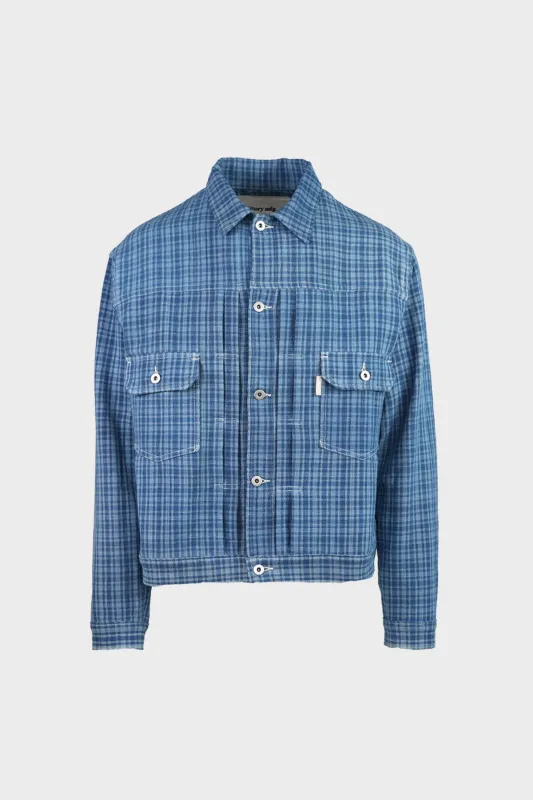 Tuesday Jacket - Indigo Mini Check sold by Canoe Club