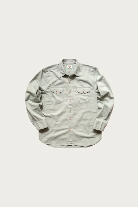 Cotton HBT Officer's Shirt - Sage made by Wythe NY