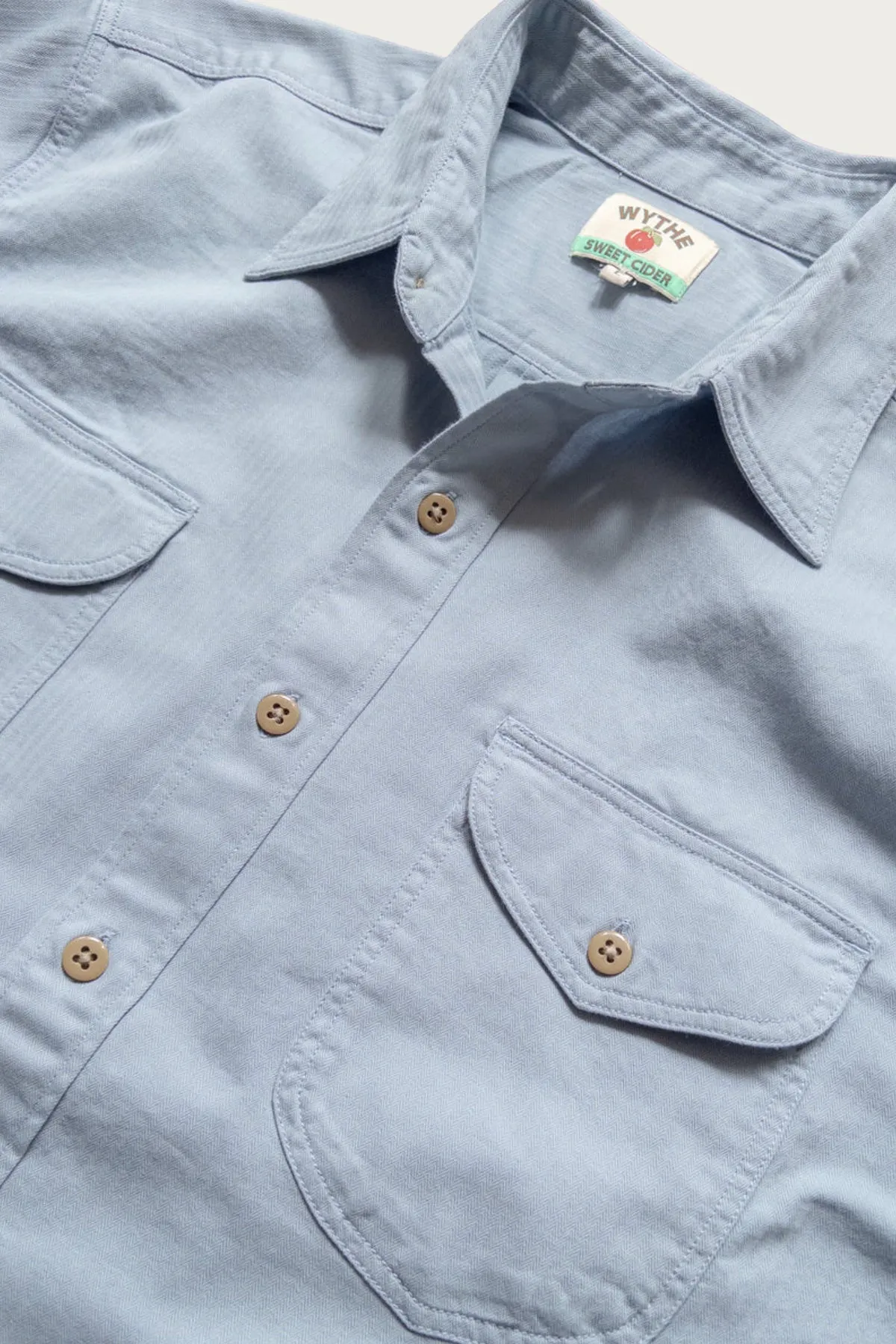 Cotton HBT Officer's Shirt - Faded French Blue sold by Canoe Club product image thumbnail 2
