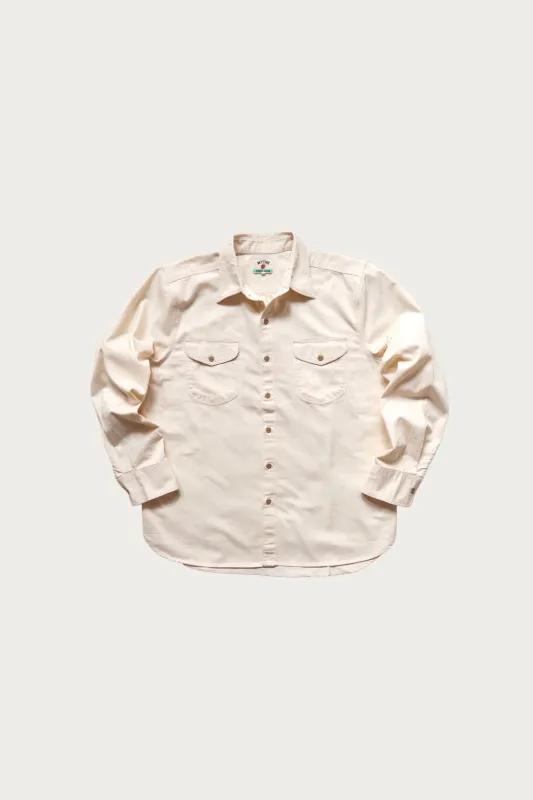 Cotton HBT Officer's Shirt - Buttermilk made by Wythe NY