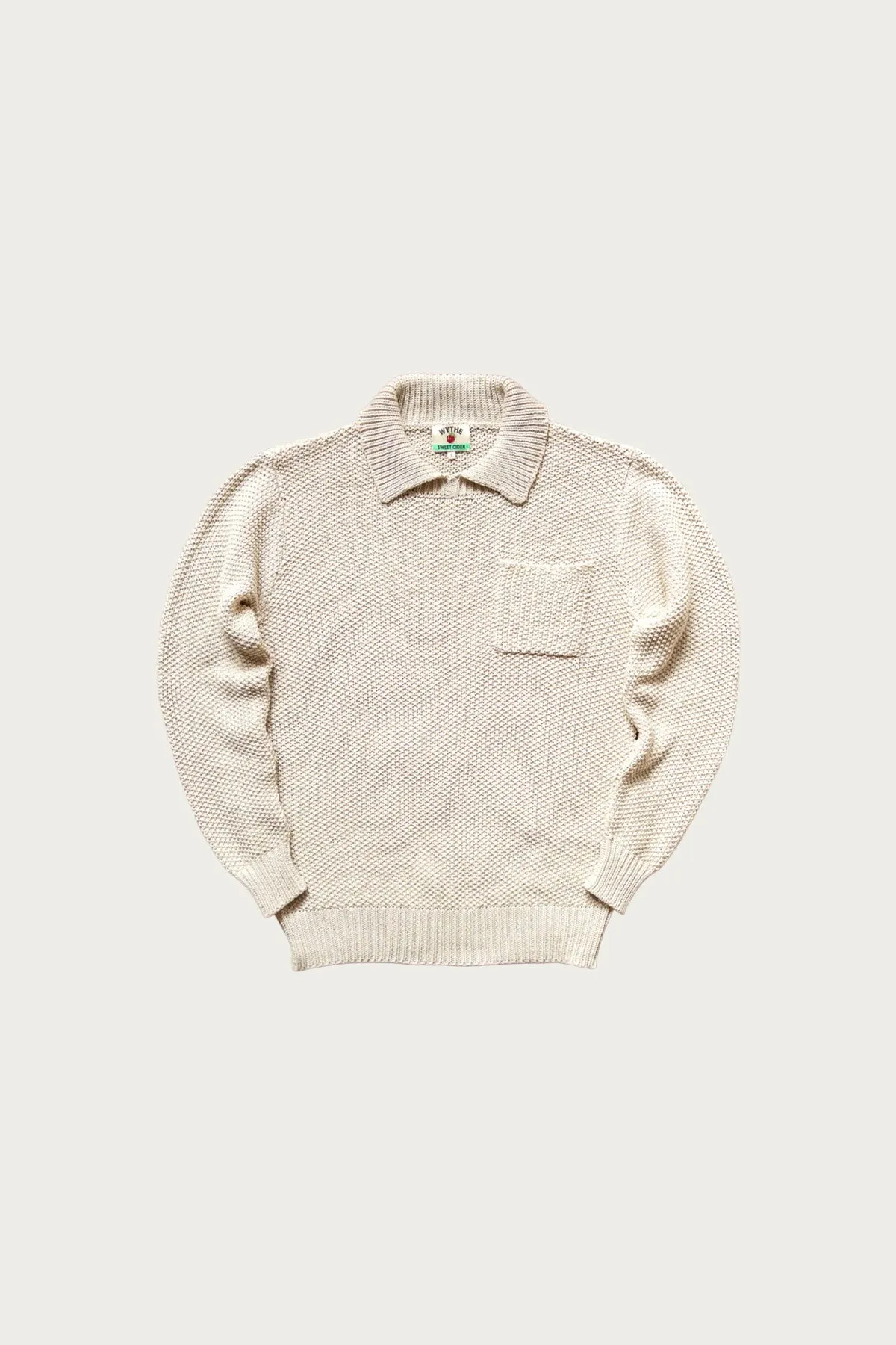 Moss Stitch Polo Sweater - Buttermilk sold by Canoe Club