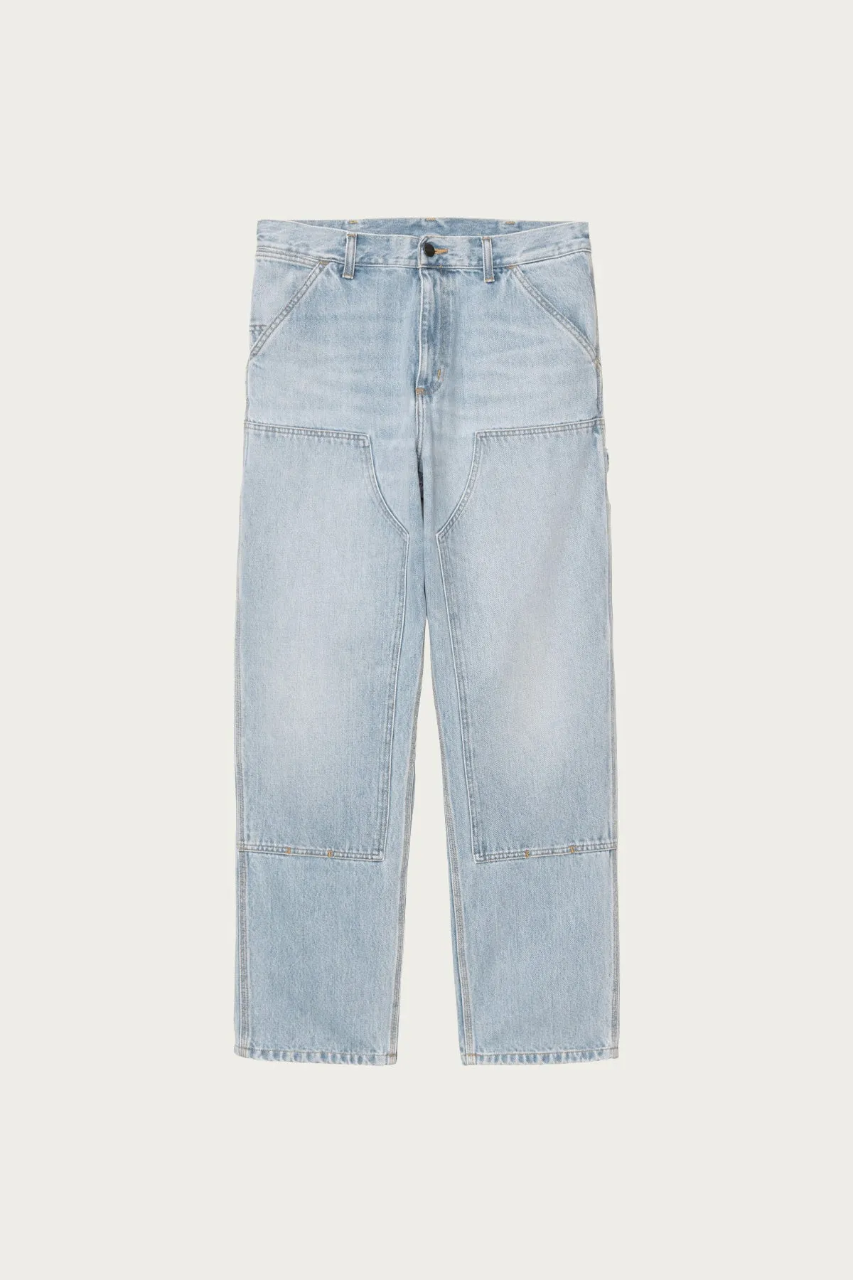 Double Knee Pant - Blue Heavy Worn Bleached sold by Canoe Club