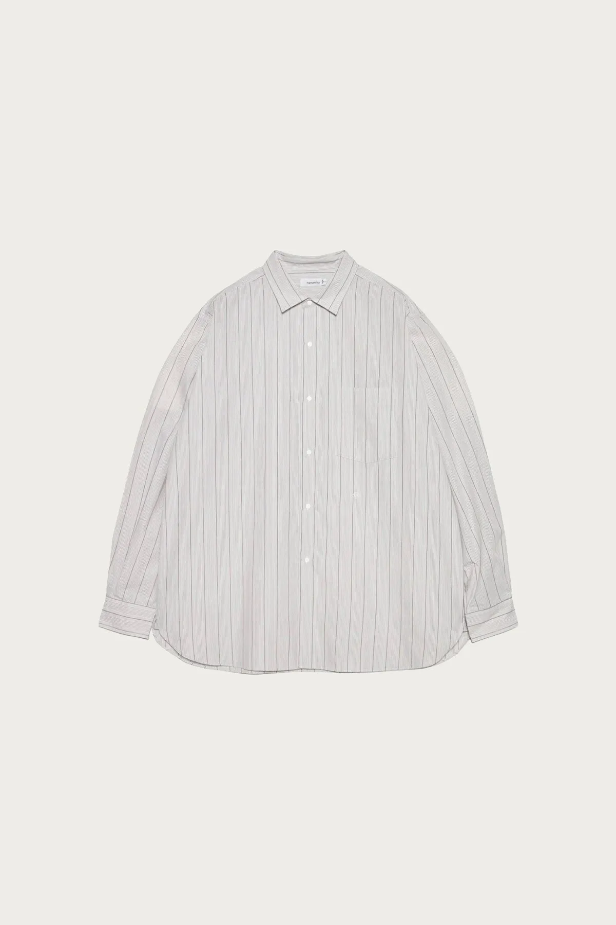Regular Collar Stripe Wind Shirt - Grey sold by Canoe Club