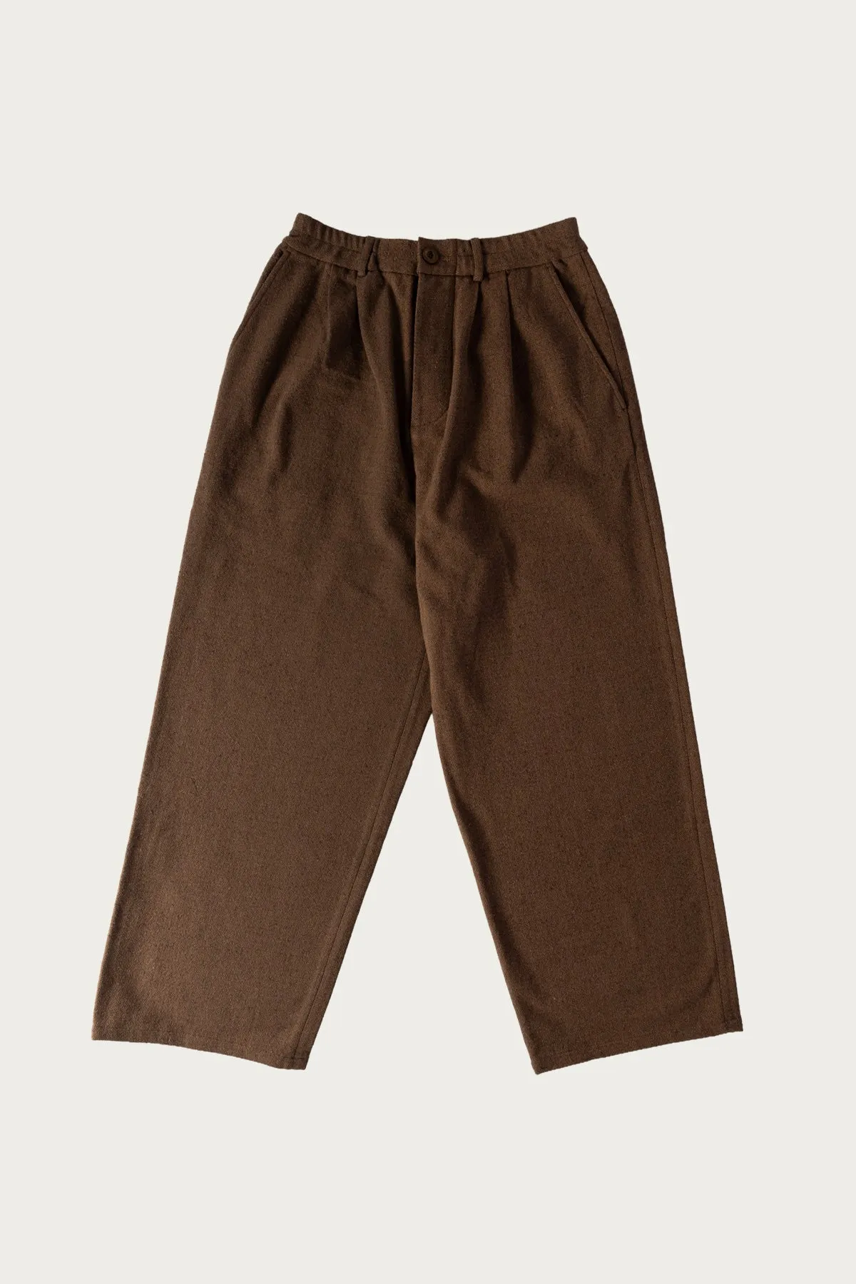 Double Pleat Pant - Brown Mix sold by Canoe Club