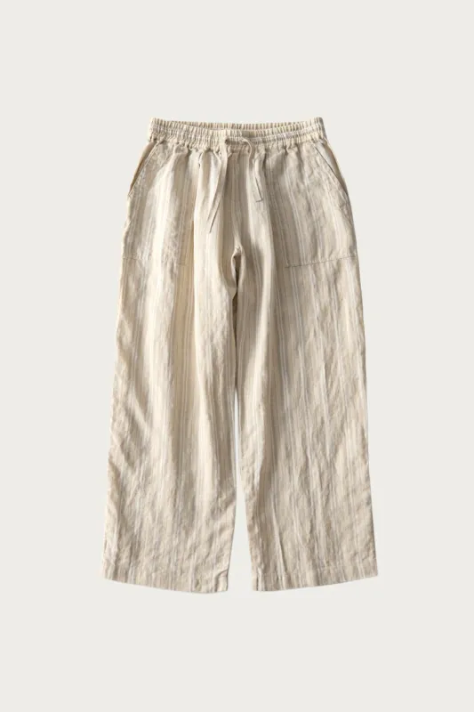 Linen Natural Stripe Easy-Fit Pants - Stripe made by Confect by Nestrobe