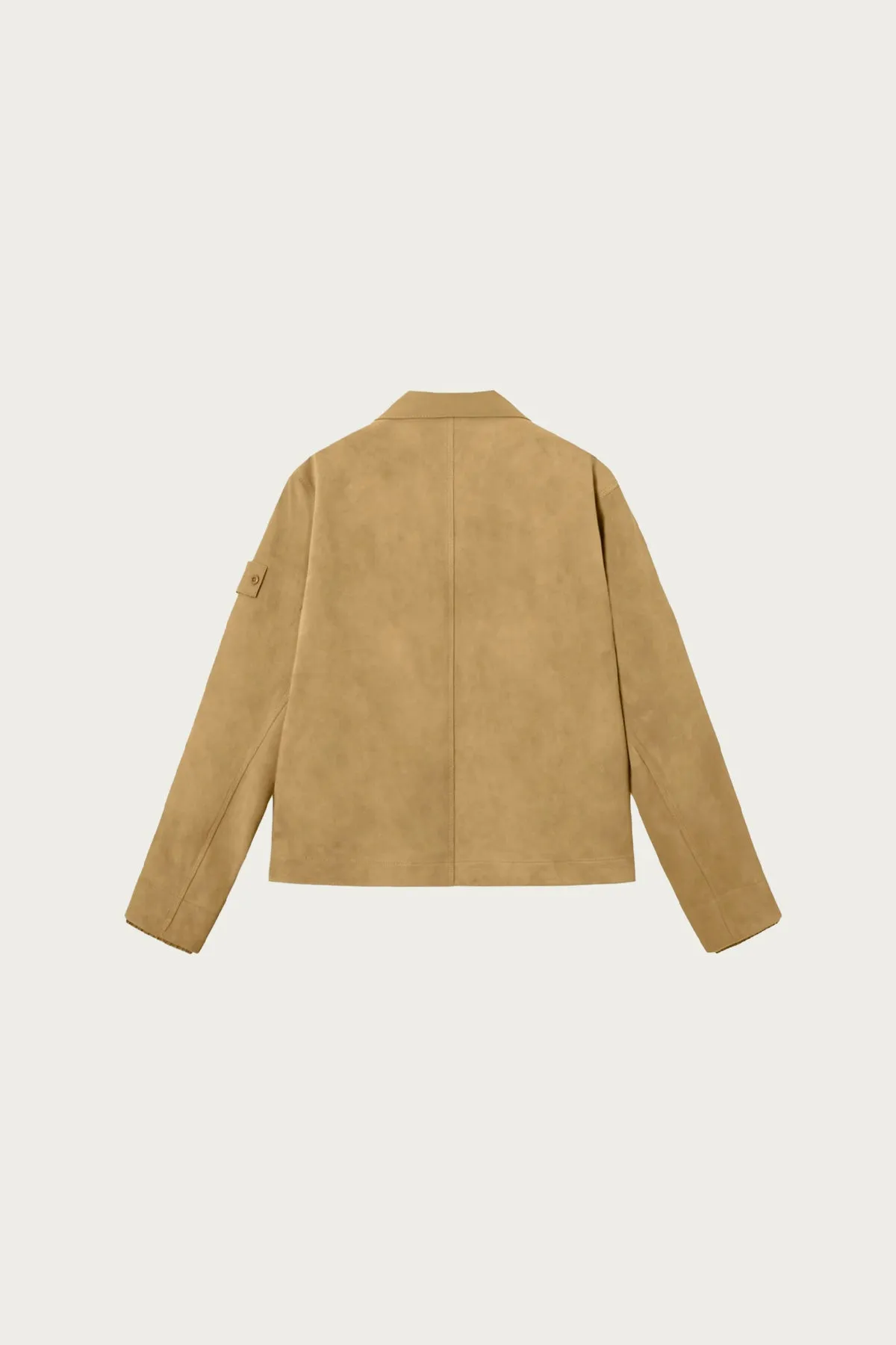 Split Leather Stand Collar Jacket - Dark Beige sold by Canoe Club product image thumbnail 2